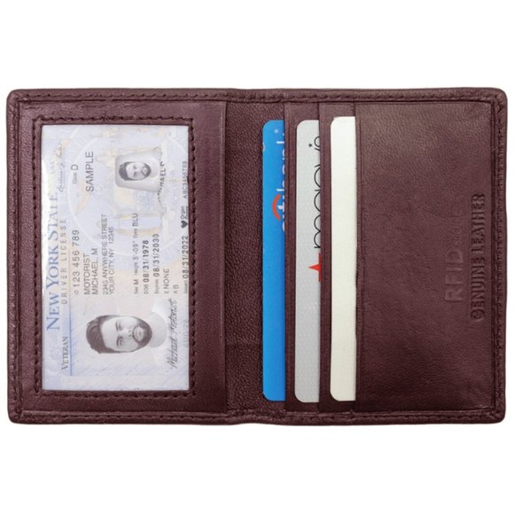 Genuine Leather Men Bifold Credit Card Holder with RFID Blocking - Picture 1 of 5